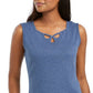 Karen Scott Women's Triple Keyhole Studded Tank Top Blue Size Medium