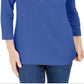 Karen Scott Women's 3/4 Sleeve Henley Shirt Blue Size Small