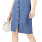 INC International Concepts Women's Denim Square Neck MIDI Dress Blue Size 12