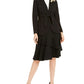 Alfani Women's Tie Waist Collarless Blazer Black Size 18