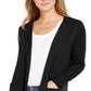 Charter Club Women's Milano Cotton Open Front Sweater Black Size X-Large