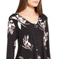 Alfani Women's Floral Print V Neck Blouse Black Size Medium
