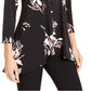 Alfani Women's Floral Print V Neck Blouse Black Size Medium