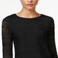 Charter Club Women's 3/4 Sleeve Lace Top Black Size X-Large
