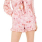Bar III Women's Puff Sleeve Cut Out Romper Pink Size Medium