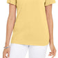 Karen Scott Women's Cotton Scalloped Neck T-Shirt Yellow Size X-Large