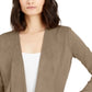 INC International Concepts Women's Sweater Faux Suede Mix Media Cardigan Brown Size Large