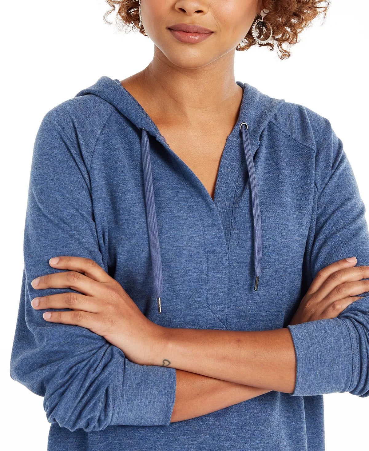 Style & Co Women's Long Sleeve Hoodie Blue Size Large