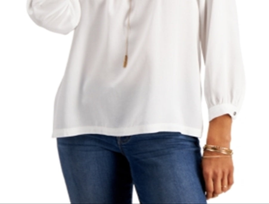 Style & Co Women's Square Neck Top White Size Large