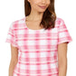 Karen Scott Women's Printed Scoop Neck Top Pink Size X-Small