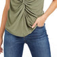 Bar III Women's Twist Front Embellished T-Shirt Green Size Large
