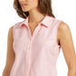 Charter Club Women's Cotton Pique Sleeveless Shirt Pink Size 8