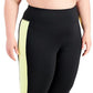 ID Ideology Women's Colorblock Mid Rise Stash Pocket Crop Legging Black Size 1X