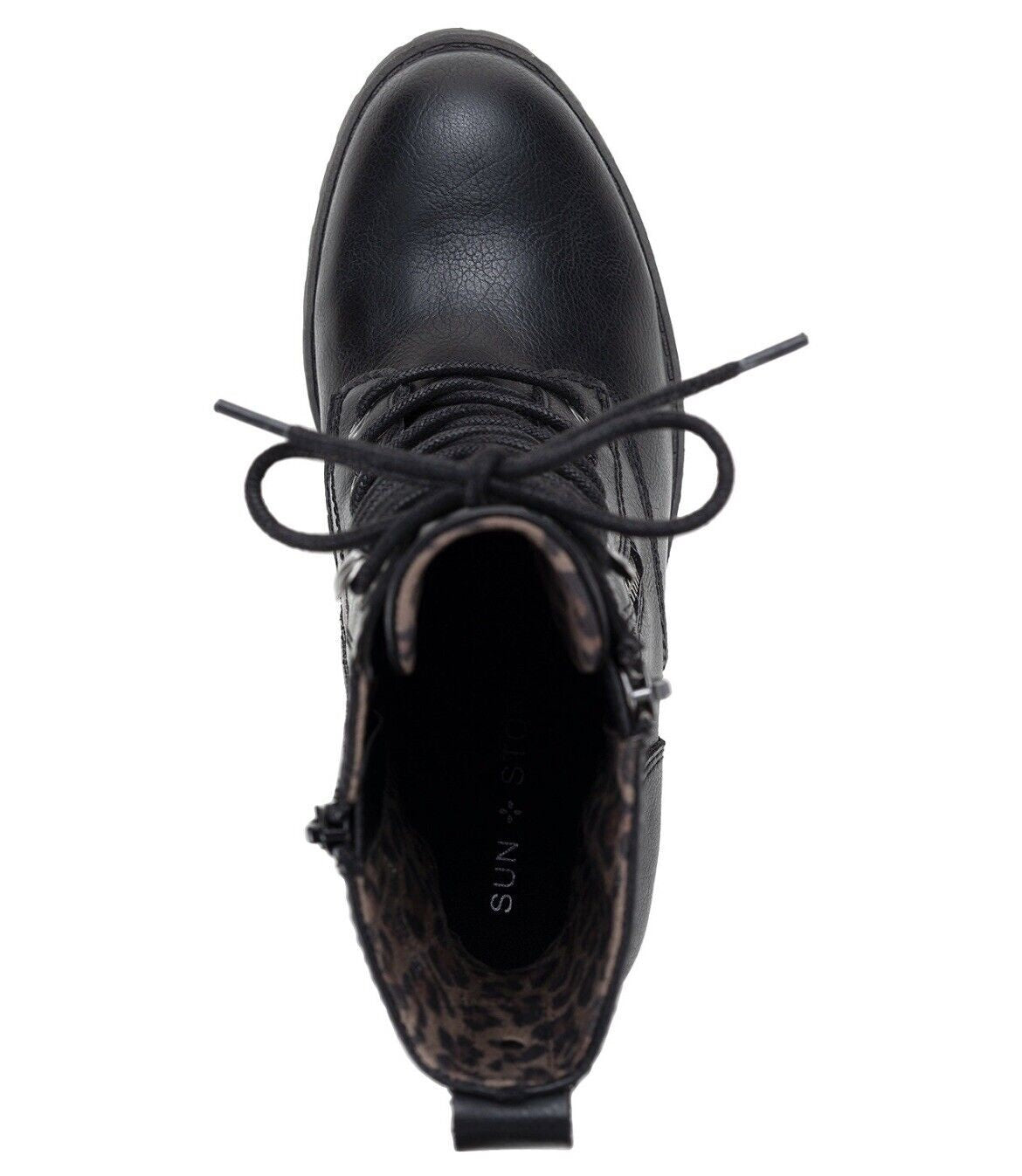 Sun + Stone Women's Sloanie Lace Up Lug Sole Hiker Booties Black Size 9.5 M