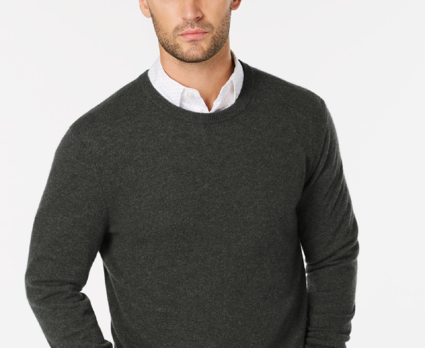 Club Room Men's Cashmere Crew Neck Sweater Gray Size X-Large