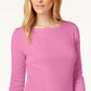 Charter Club Women's Pima Cotton Boat Neck Top Pink Size Small