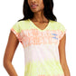 Style & Co Women's Take It Easy Graphic Print Top Yellow Size Petite Medium