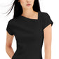 INC International Concepts Women's Asymmetrical T-Shirt Black Size XX-Large