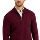 Club Room Men's Cable Knit Quarter Zip Cotton Sweater Purple Size Small