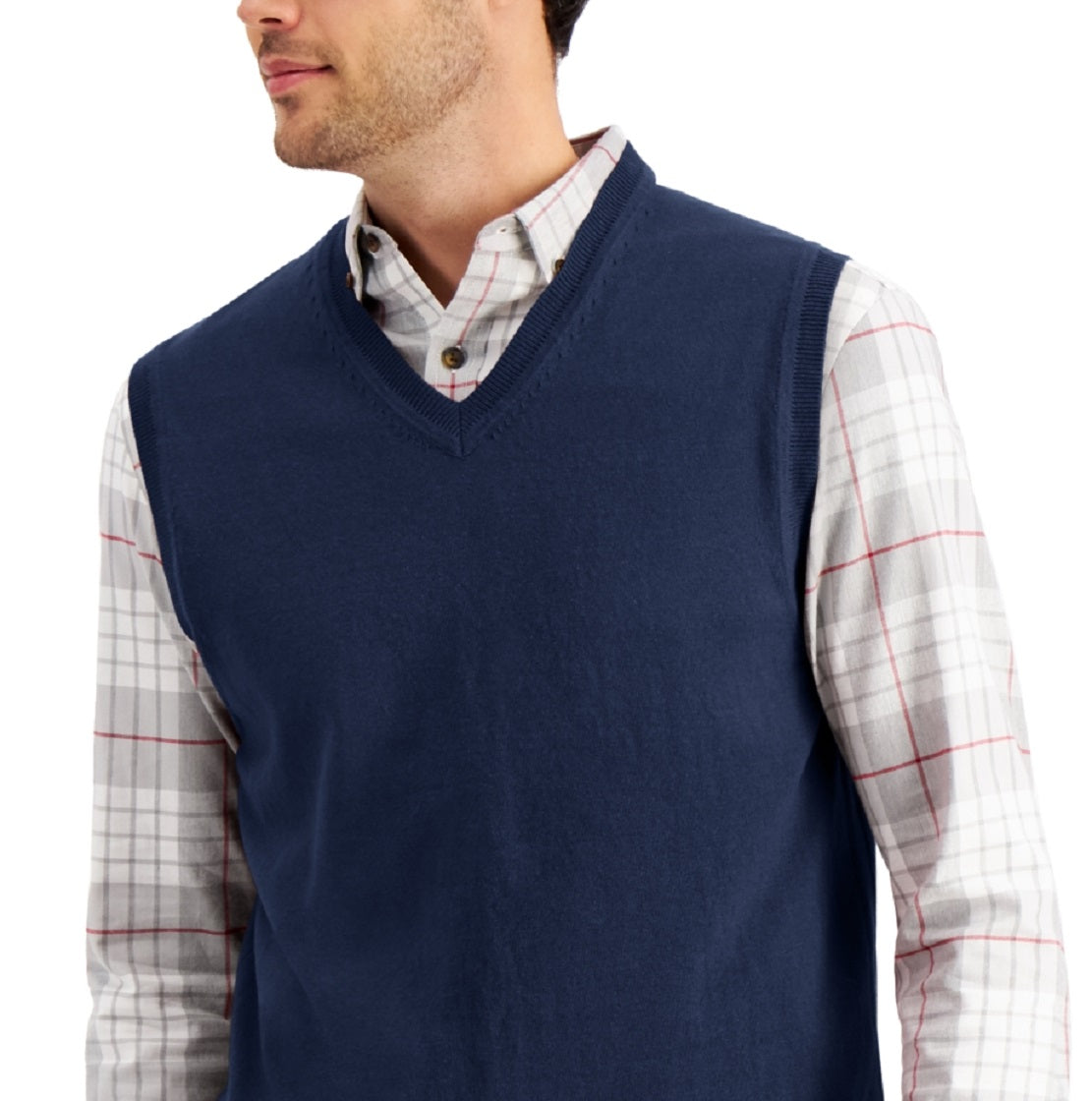 Club Room Men's Solid V Neck Sweater Vest Blue Size X-Large