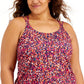 Ideology Women's Plus Printed Performance Tank Pink Size 2X