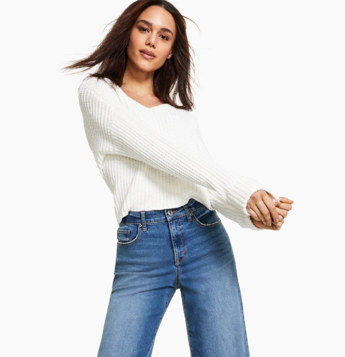 Style & Co Women's Wide Leg Cropped Jeans Blue Size 6