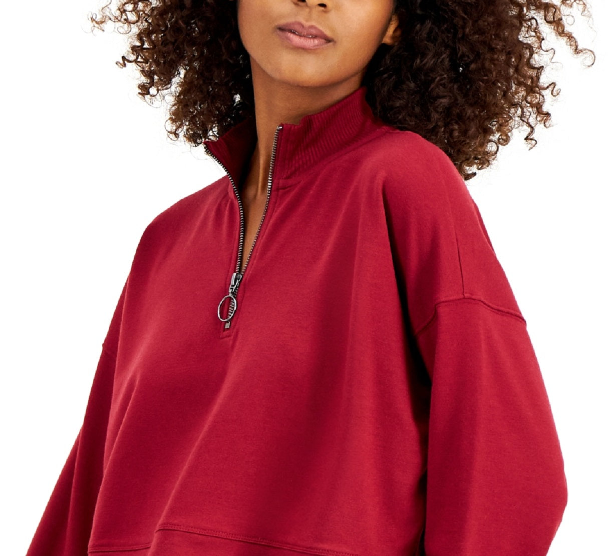 ID Ideology Women's Quarter Zip Crop Top Red Size X-Small