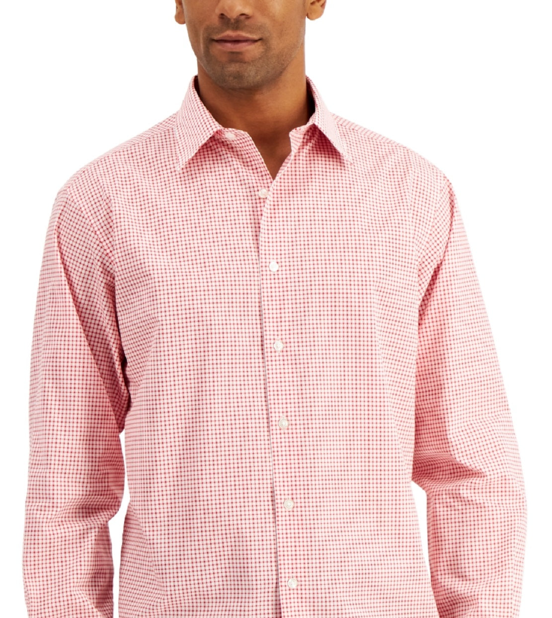 Club Room Men's Regular Fit Check Dress Shirt Red Size X-Large