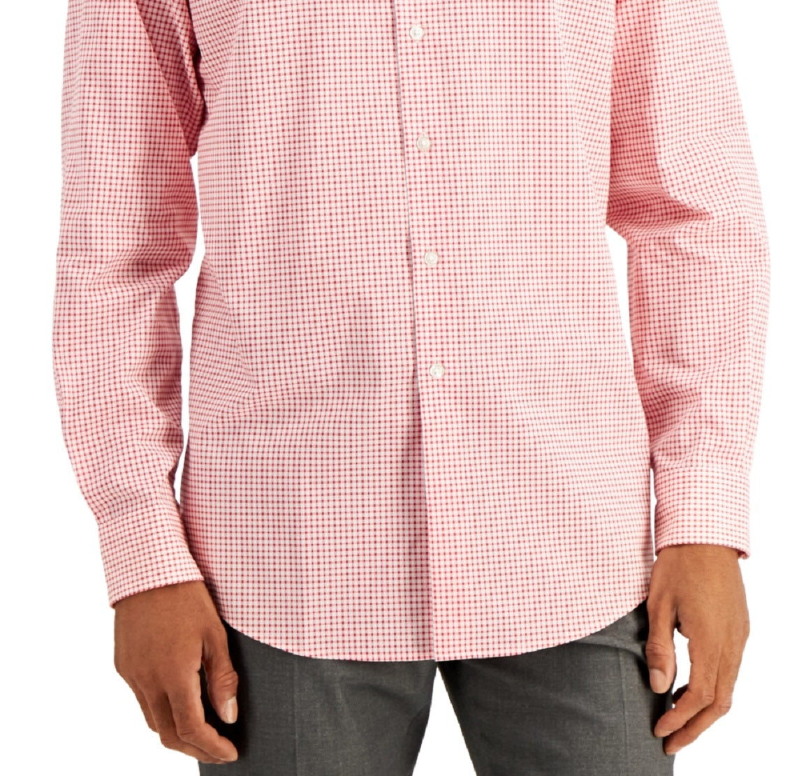 Club Room Men's Regular Fit Check Dress Shirt Red Size X-Large
