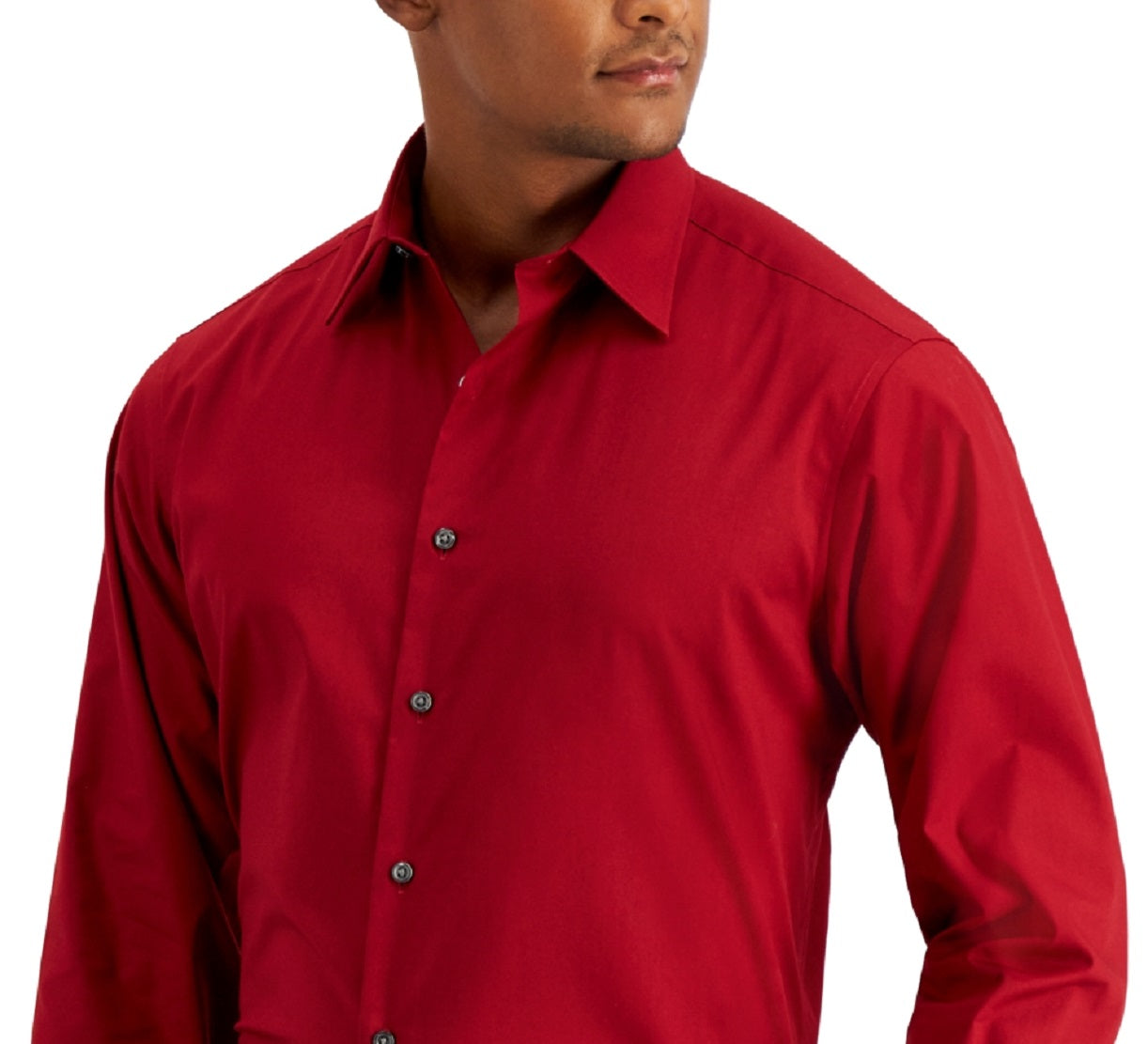 Club Room Men's Regular Fit Solid Dress Shirt Red Size Large