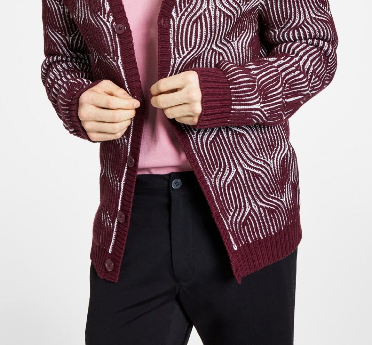 INC International Concepts Men's Glitz Cardigan Sweater Red Size X-Large