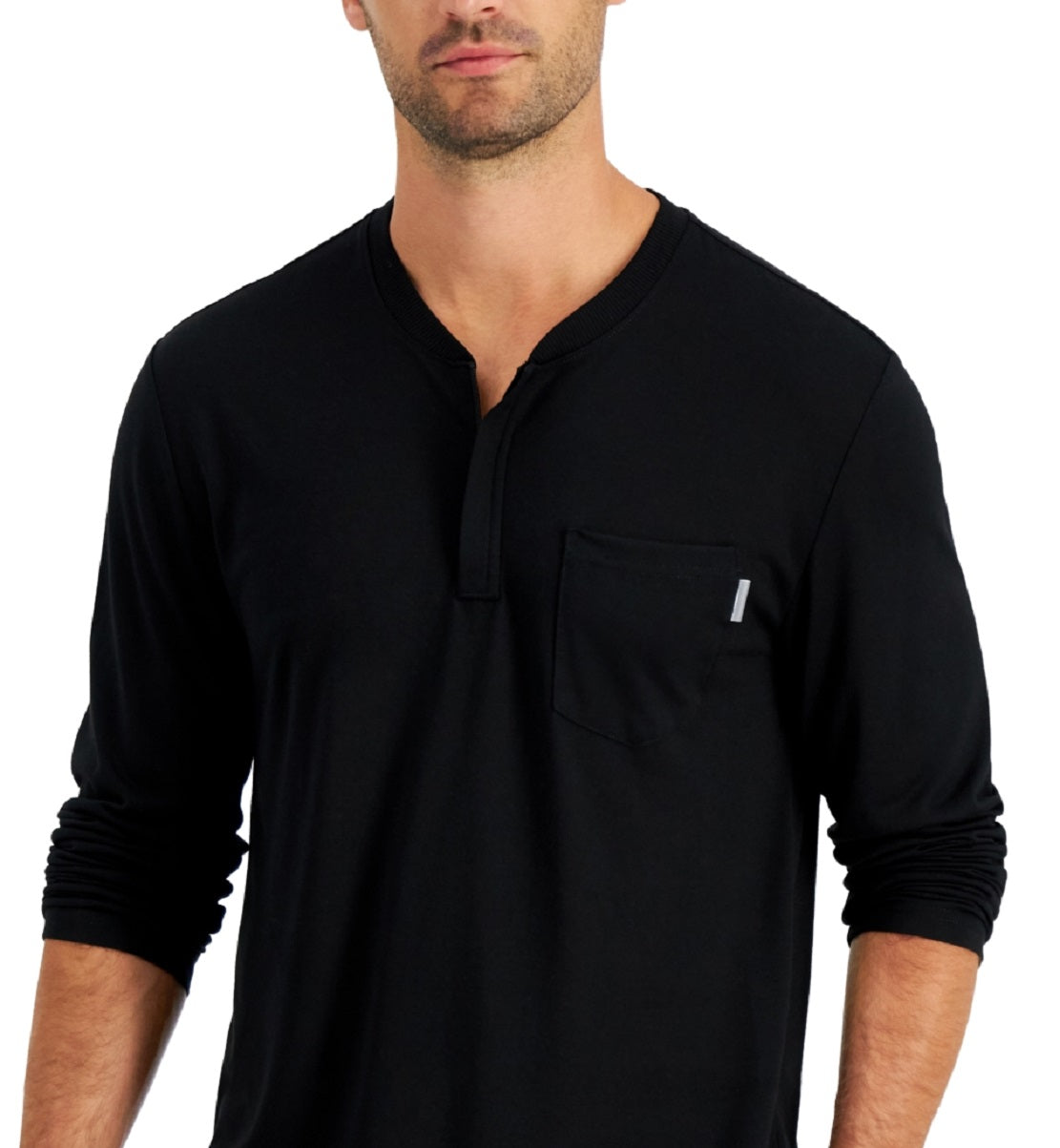 Alfani Men's Quarter Zip Henley Shirt Black Size X-Large