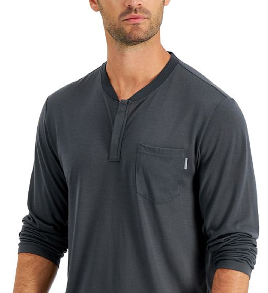 Alfani Men's Quarter Zip Henley Shirt Gray Size Large
