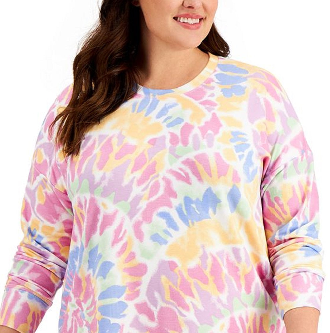 ID Ideology Women's Twisted Colors Long Sleeve Top White Size 3X