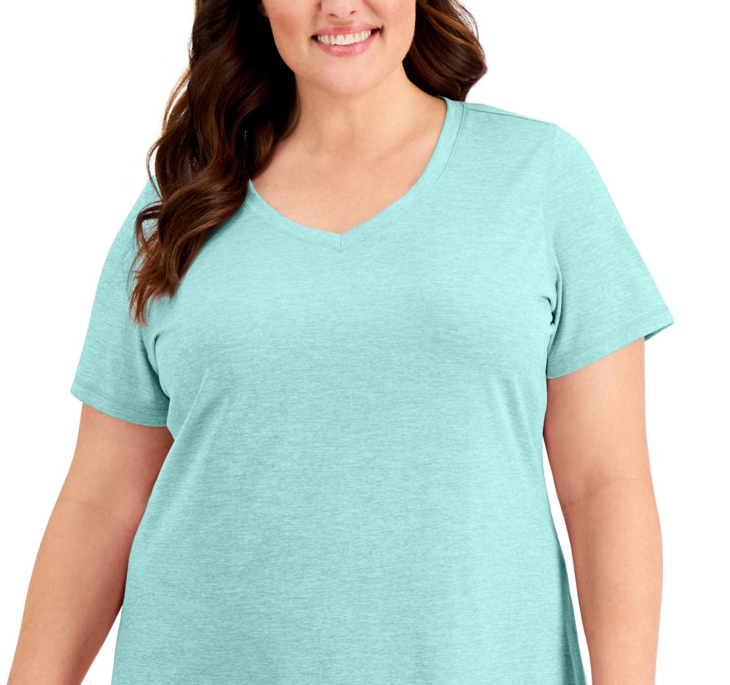 ID Ideology Women's Rapidry V Neck Performance T-Shirt Blue Size 1X
