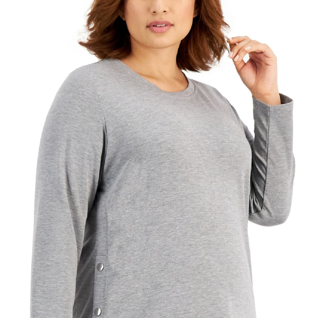 ID Ideology Women's Side Snap Tunic Top Gray Size 2X