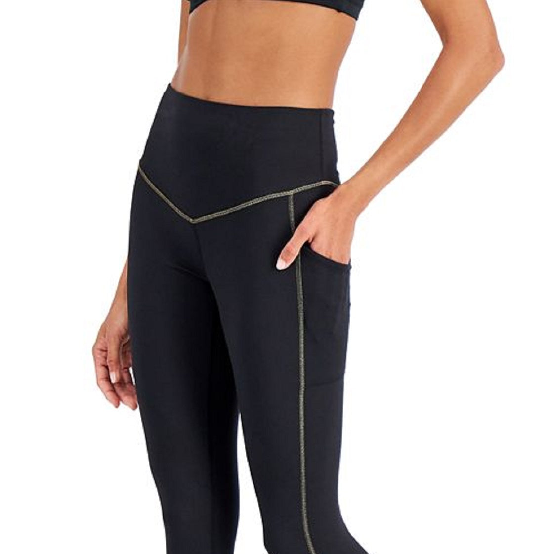 ID Ideology Women's Contrast Trim 7/8 Leggings Black Size Large