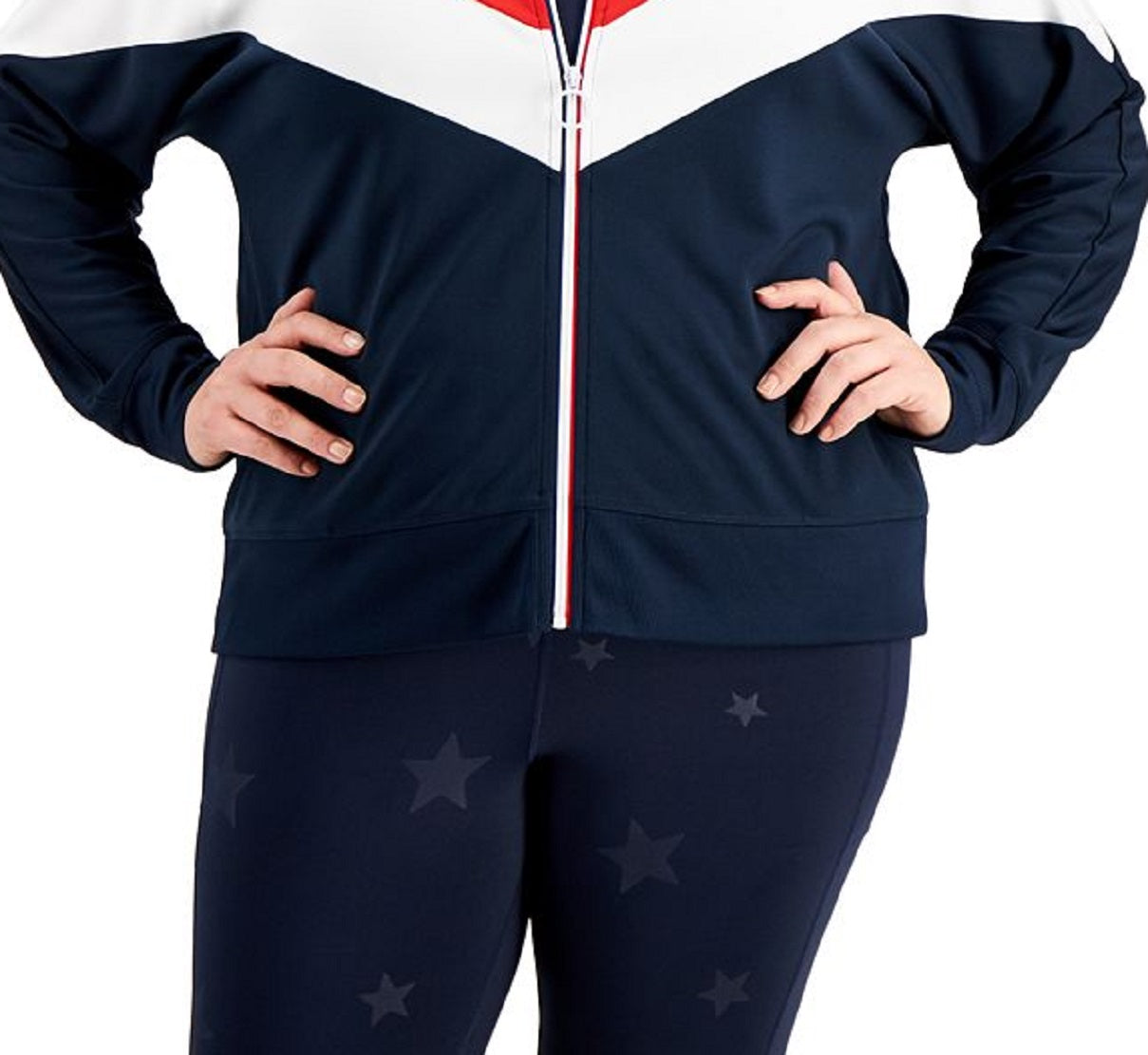 ID Ideology Women's Olympics Colorblock Zip Front Jacket Blue Size 1X