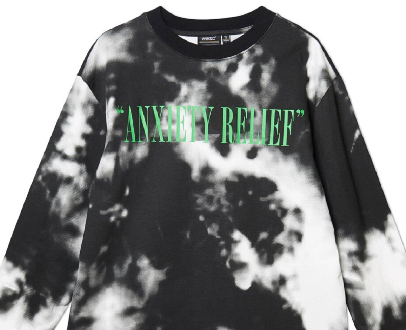 WeSC Men's Kendrick Anxiety Release Tie Dye Cotton Graphic Tee Black Size Small