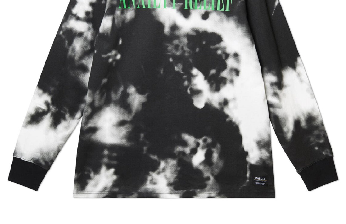 WeSC Men's Kendrick Anxiety Release Tie Dye Cotton Graphic Tee Black Size Small