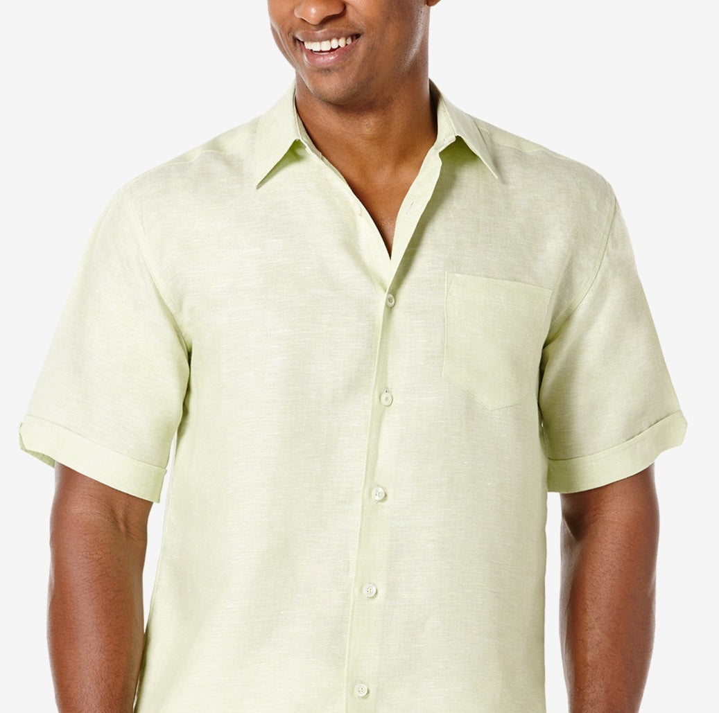 Cubavera Men's Linen Short Sleeve Shirt Green Size XX-Large