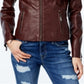 Jou Jou Junior's Faux Leather Moto Jacket Brown Size XX-Large