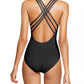 La Blanca Women's Cross Back One Piece Swimsuit Black