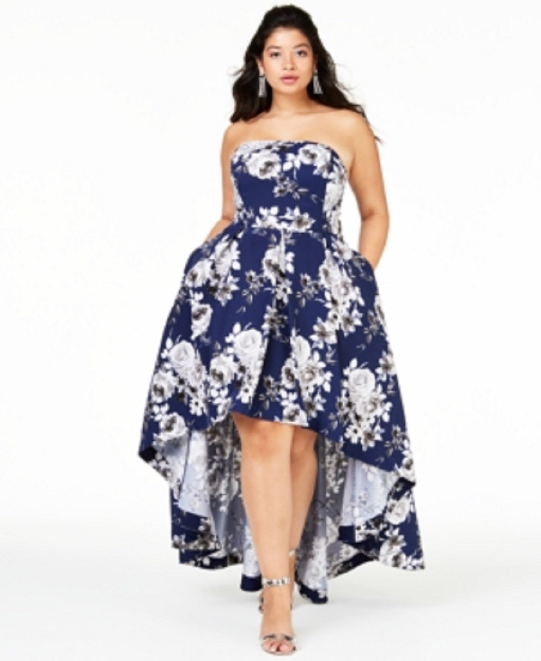 Speechless Women's Trendy Plus Strapless High Low Gown Blue Size 22