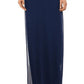 Betsy & Adam Women's Cap Sleeve V Neck Full Length Sheath Formal Dress Blue Size 12