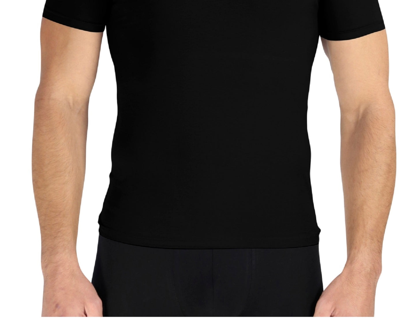 Rounderbum Men's Deep V Neck Set Of 2 T-Shirt Black Size Medium