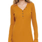 DKNY Women's Henley Neckline Long Sleeve Ribbed Dress Brown Size X-Large