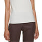 DKNY Women's Sleeveless Asymmetrical Embellished Neckline Blouse White Size Small
