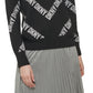 DKNY Women's Allover Logo Long Sleeve Crewneck Sweater Black Size X-Small