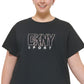 DKNY Women's Cotton Embellished Logo T Shirt Black Size 3X